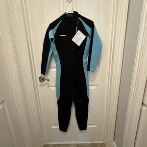 DivMystery Full Wetsuit Black Blue Front Zip Size Small NWT